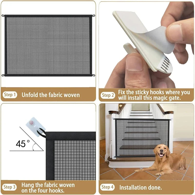 Pet Barrier With 4 Piece Hook Fasteners